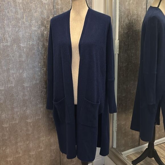 Saks Fifth Avenue 100% cashmere Navy Blue Women's open front cardigan, XS-S - Picture 2 of 10